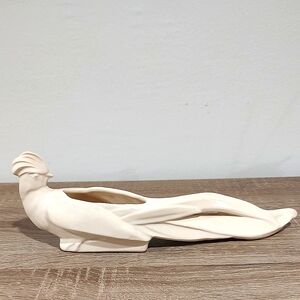 McCoy Pottery Vintage Bird of Paradise Ceramic Vase MCM Mid-Century White 50s